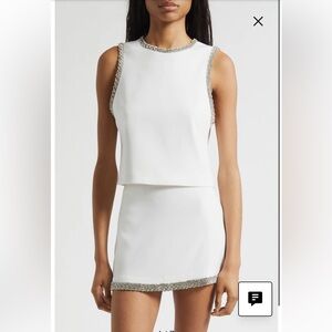 NWT Alice + Olivia OFF WHITE AMAL EMBELLISHED TOP Size S